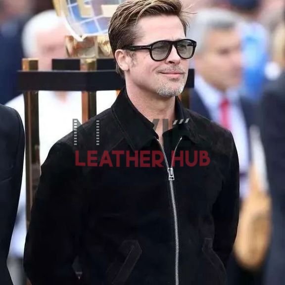 Brad Pitt F1 2025 Black Suede Leather Jacket
