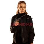 Willa Fitzgerald Alarum 2025 Black Bomber Jacket