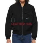 Willa Fitzgerald Alarum 2025 Black Bomber Jacket