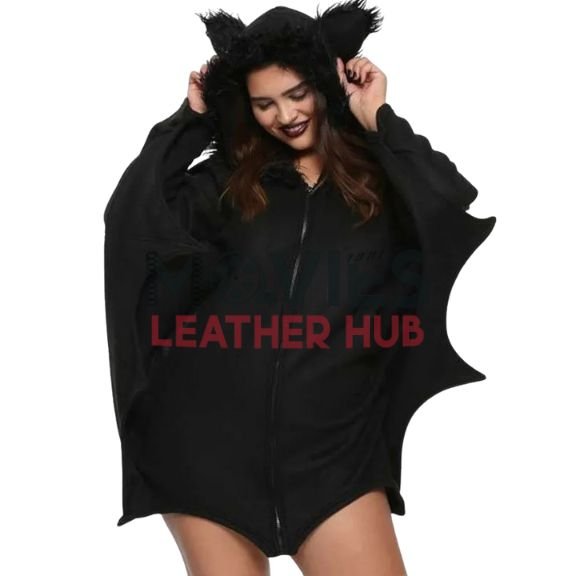 Bat Girl Black Hooded Halloween Costume Jacket