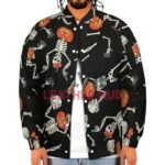 Dancing Skeleton Pumpkins Halloween Scrub Jacket