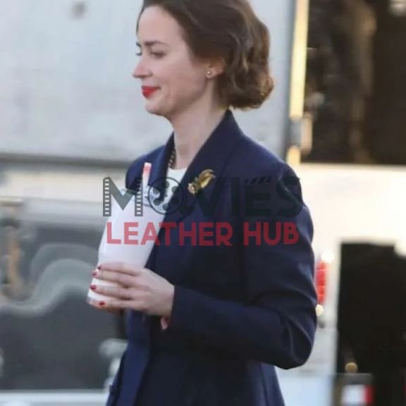 Emily Blunt Oppenheimer 2023 Blue Coat